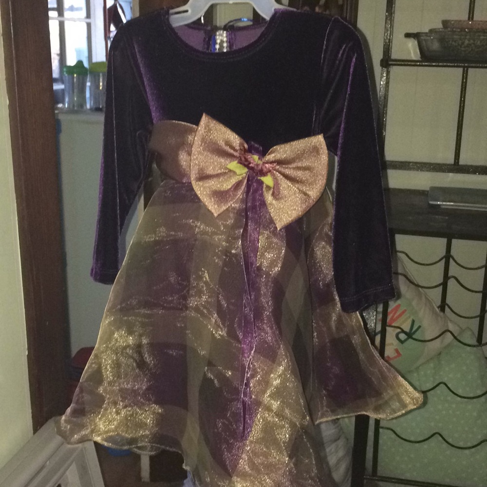 Purple velvet/plaid dress